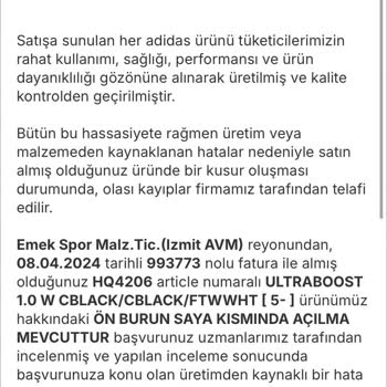 Adidas Ayakkabının Kısa Sürede Yıpranması