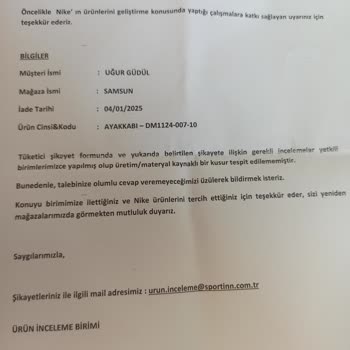 Nike Ayakkabılarımda Yırtılma Ve İlgisizlik