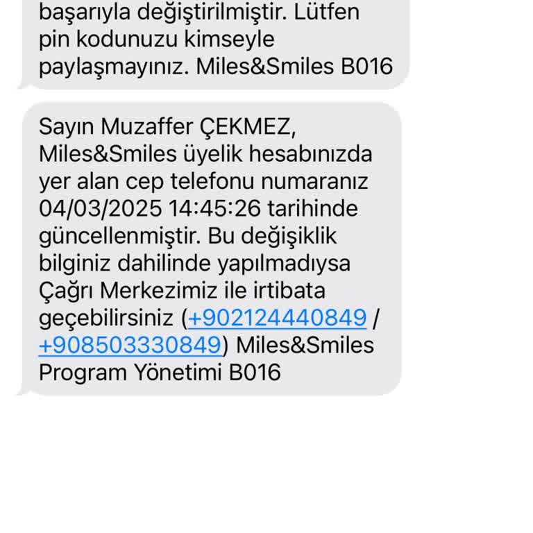 Bilinmeyen Miles&Smiles İşlemleri Hakkında Acil Yardım Talebi