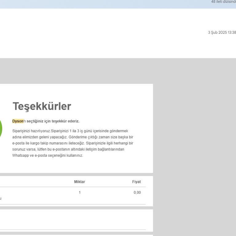 Dyson Yedek Parça Teslimatında Gecikme Ve Mağduriyet
