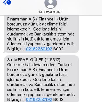 Turkcell Taksit Ödemelerinde Recom Alacak Rahatsızlığı