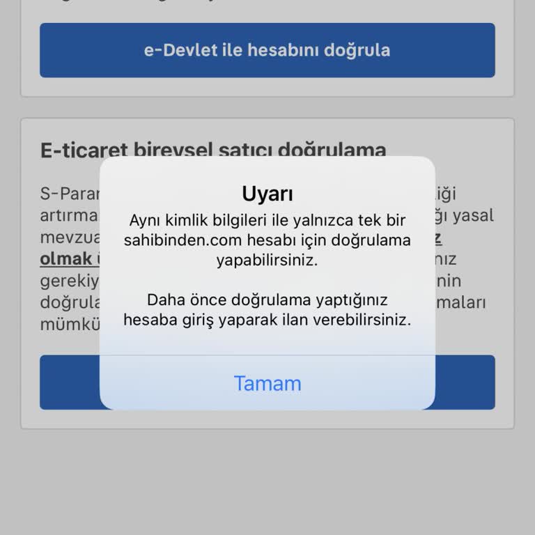 Sahibinden Eski Hesap E-Devlet Doğrulama Sorunu!