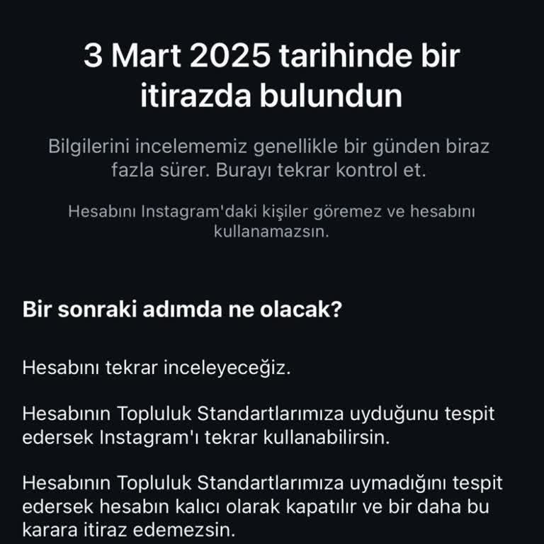 Haksız Askıya Alınan Instagram Hesabımın Açılmasını İstiyorum