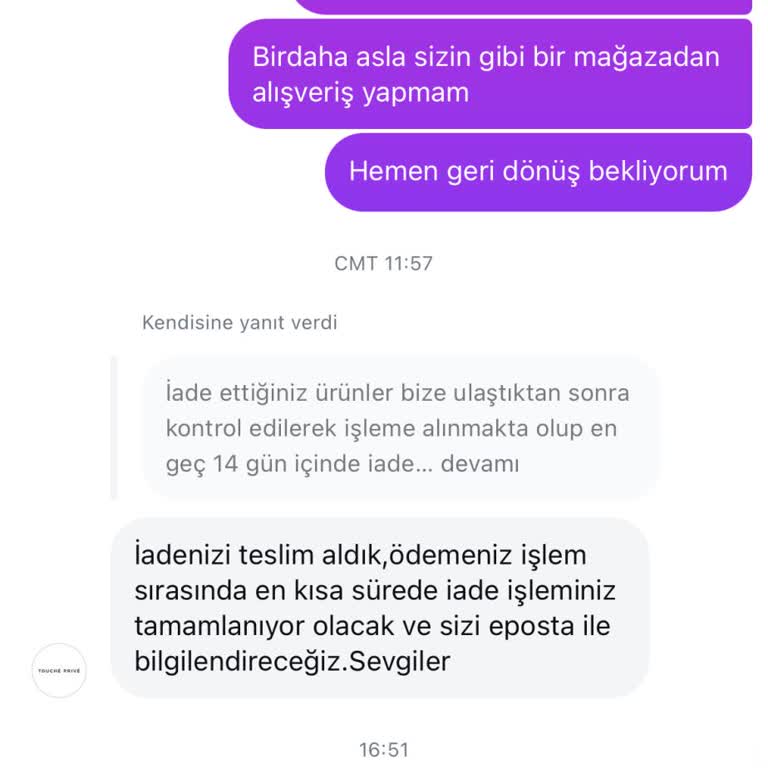 Touche Mağazası İade Sorunu: Param Hala Yok