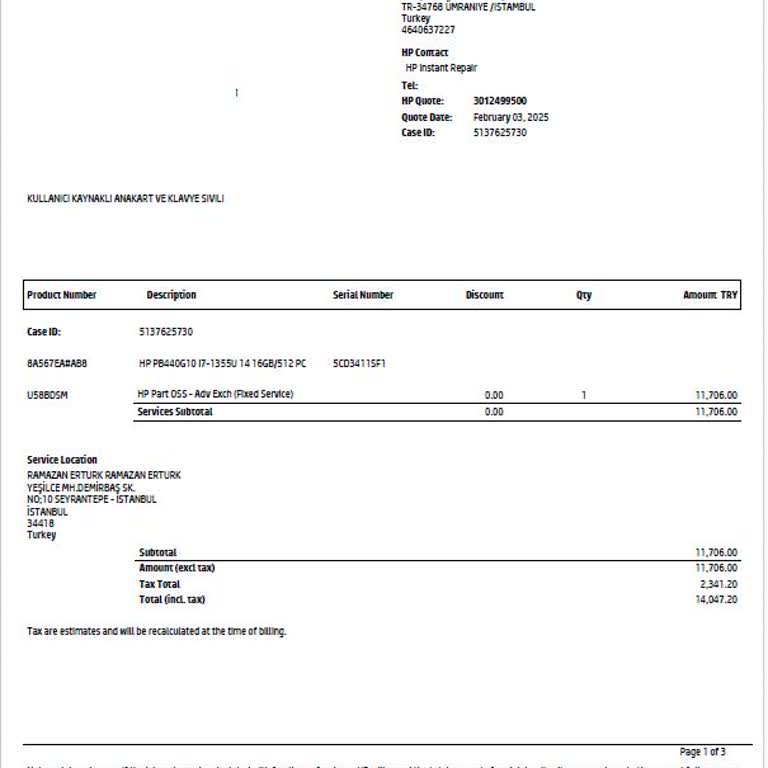 HP Türkiye Destek Hattı İle İletişim Sorunları Ve Uzayan Onarım Süreci