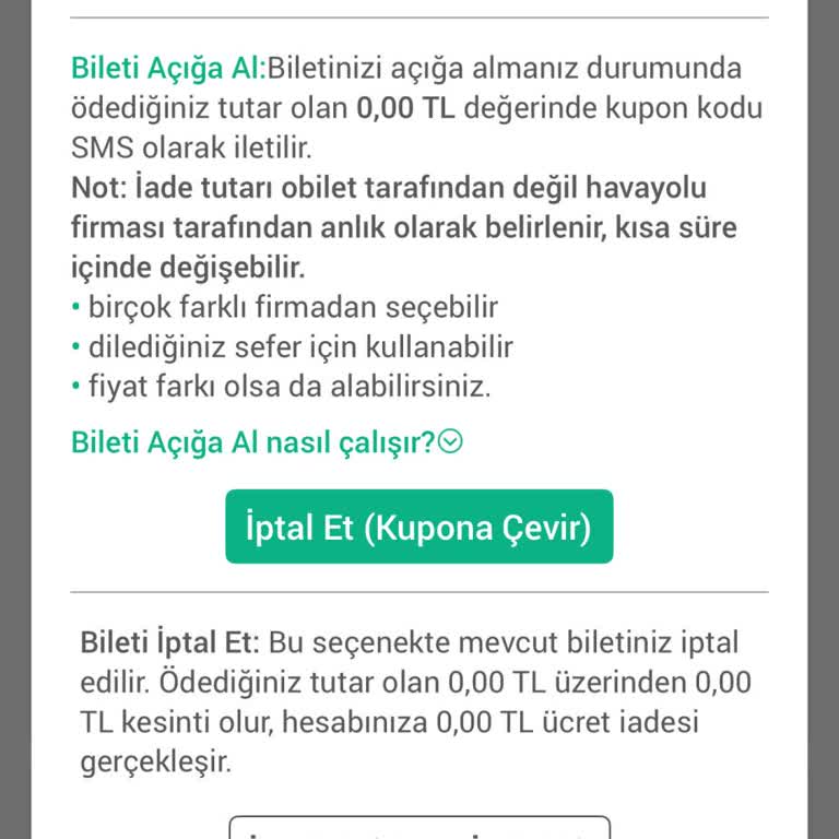 Obilet Canlı Destek Yanıltıcı Bilgi Veriyor