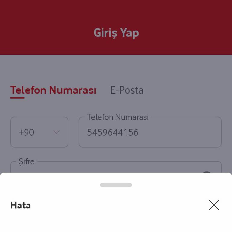 Vodafone Pay Uygulamasında Şifre Yenileme Sorunu