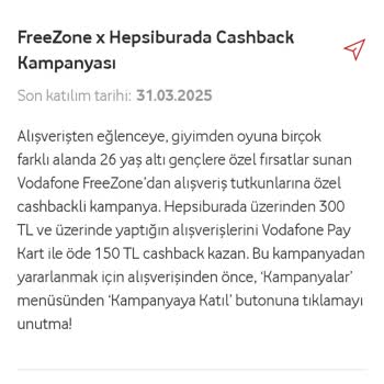 Vodafone Pay Cashback İadesi Sorunu
