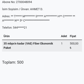 Beklenmedik Fatura Artışı Ve Yetersiz Müşteri Hizmetleri