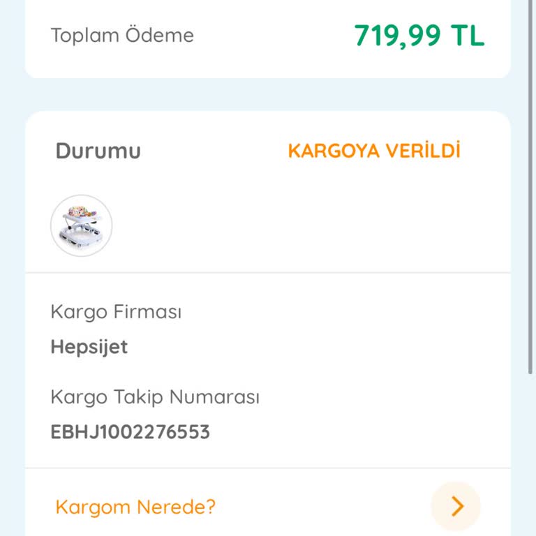 Ebebek'ten Aldığım Yürüteç Hala Kargoya Verilmedi