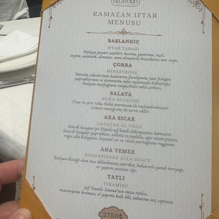 Filo D'olio İftar Menüsü Hayal Kırıklığı