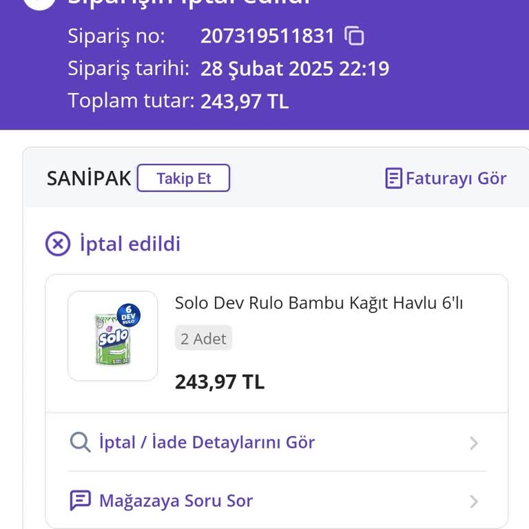 Anlık İndirimle Aldığım Ürün İptal Edildi