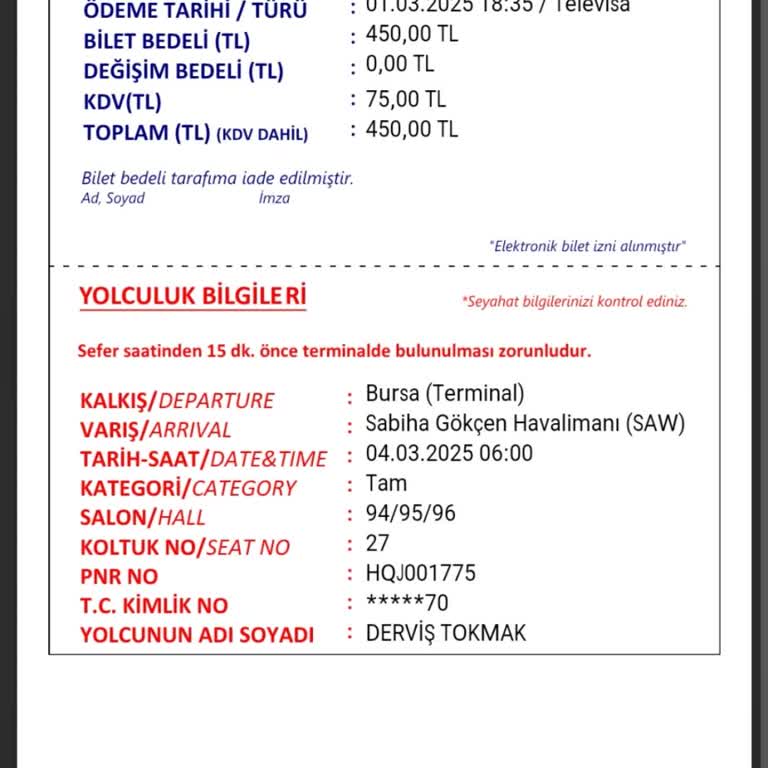 Bilet İptali Sonrası Geciken İade