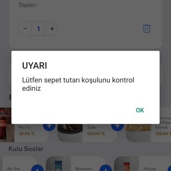Sipariş Verme Sorunu Ve Sepet Koşulu