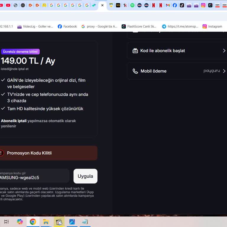 Gain TV'de Kilitli Promosyon Kodu Sorunu