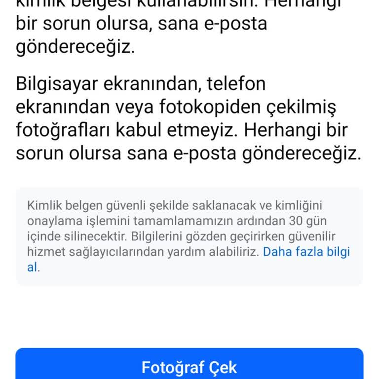 Facebook'tan Kimlik Fotoğrafı Talebi