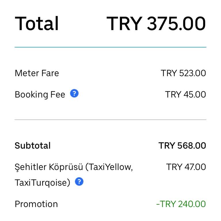 Yanlış Girilen Taksimetre Ücreti Ve Fazladan Köprü Geçişleri