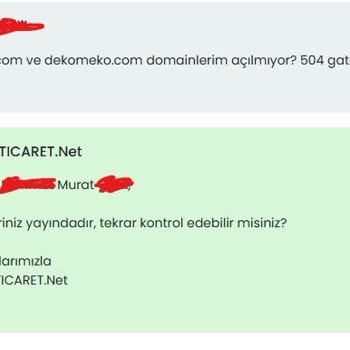 504 Hatası Ve Yetersiz Destek Cevapları