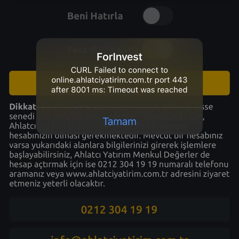 Ahlatçı Yatırım Mobil Uygulama Kapanış Sorunu