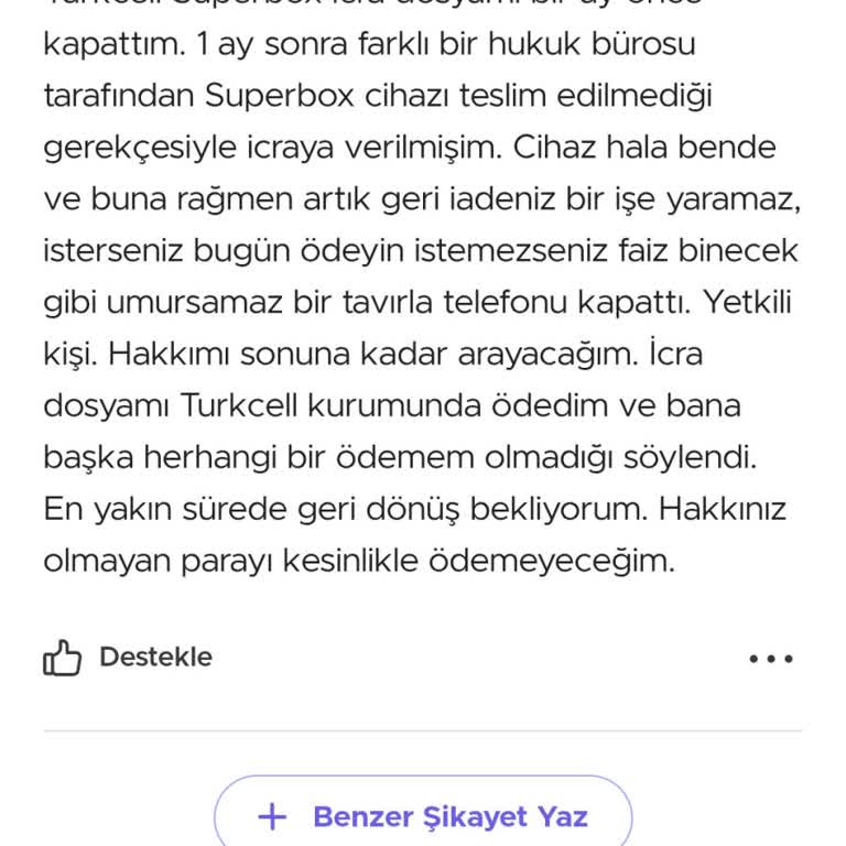 Turkcell Superbox İcra Sorunu Ve Yanıltıcı Bilgilendirme