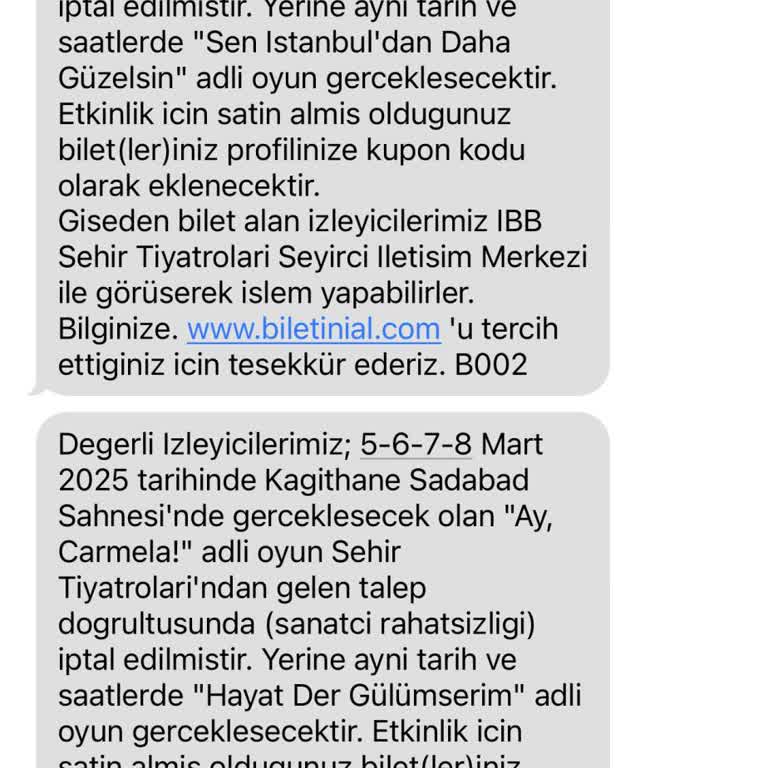 İptal Edilen Tiyatro Bileti İçin Kupon Ve İade Sorunu