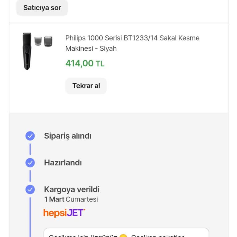 Hepsiburada'dan Alınan Ürün Kargo Karmaşası