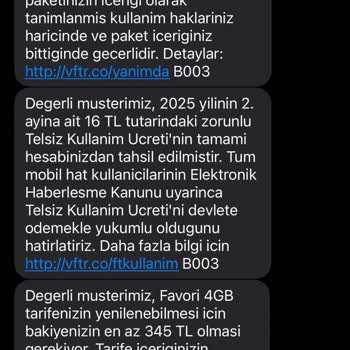 Vodafone Favori 4GB Tarifesinde Yanıltıcı Ücretlendirme Sorunu