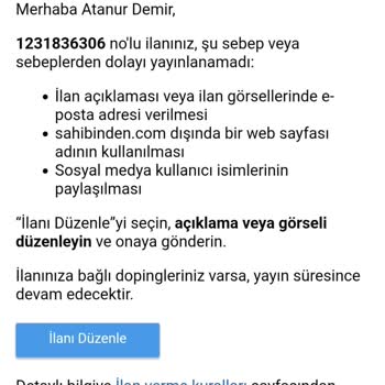 Yayından Kaldırılan İlan Ve İade Edilmeyen Ücret
