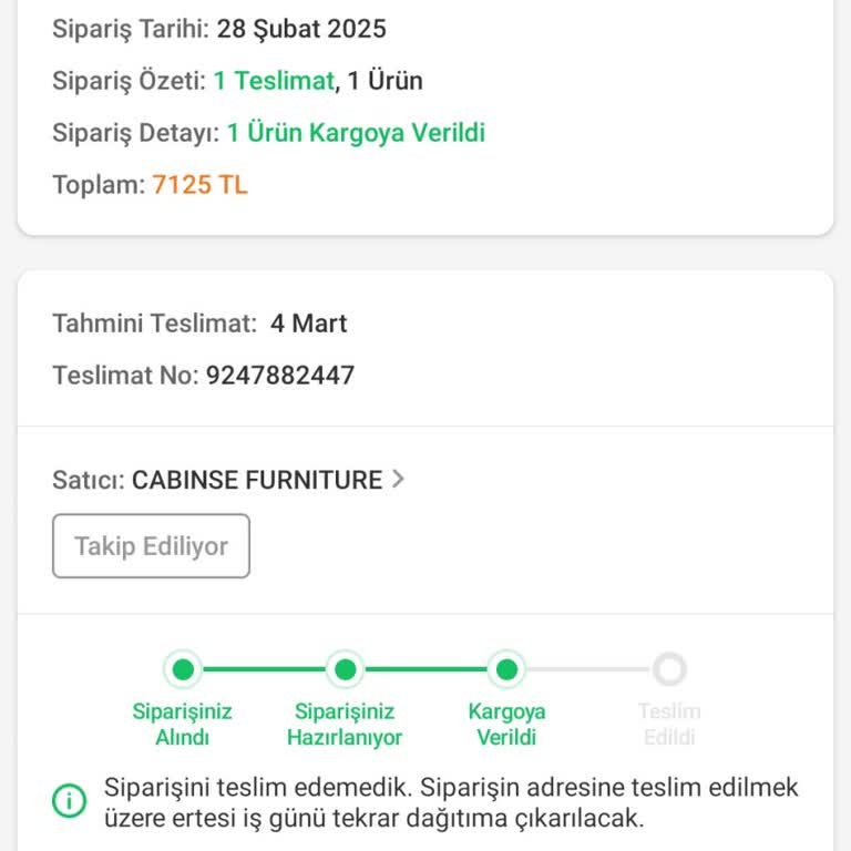 Gardırop Teslimatında Müşteri Mağduriyeti