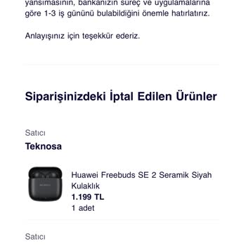 Ödeme Sorunu Ve Sipariş İptali