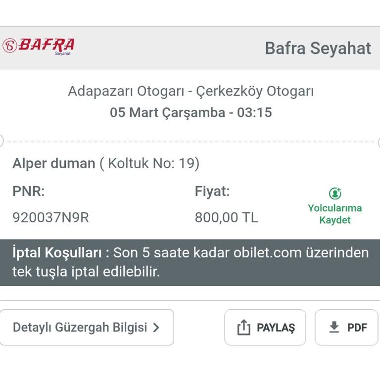 Adapazarı-Çerkezköy Yolculuğunda Yaşanan Sorunlar