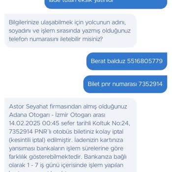 İptal Edilen Biletin Yanlış İadesi Ve Yetersiz Müşteri Hizmetleri