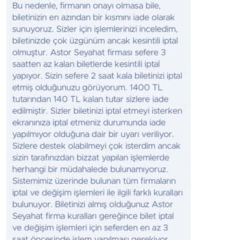 İptal Edilen Biletin Yanlış İadesi Ve Yetersiz Müşteri Hizmetleri