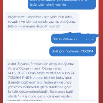 İptal Edilen Biletin Yanlış İadesi Ve Yetersiz Müşteri Hizmetleri