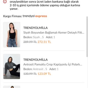 Trendyolmilla Siparişim Bilgilendirme Yapılmadan İptal Edildi