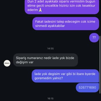 İade Talebine Olumsuz Yanıt Ve Müşteri Hizmetleri Sorunu