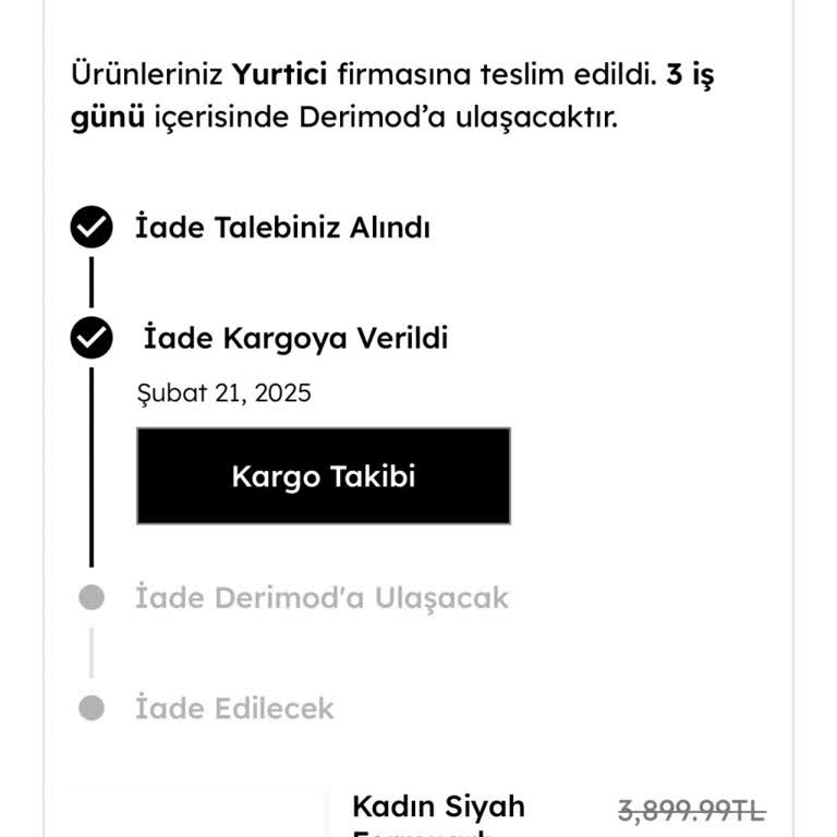 Derimod'dan Geciken İade Ücreti Ve Yetersiz Müşteri Hizmeti