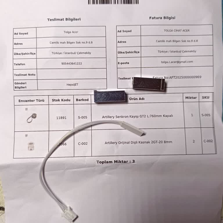 Yanlış Ürün Gönderimi: Kasnak Ve Kayış Yerine Vida Ve Kablo