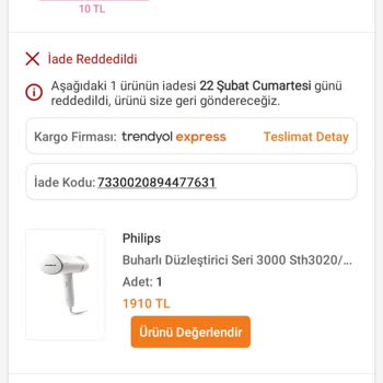 Buhar Düzleştirici İadesinde Zorluk