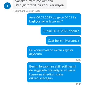 Tutturduğum Paramın İadesini Bekliyorum