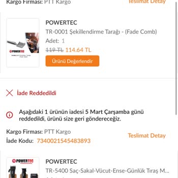 Trendyol'dan Alınan Tıraş Makinesi İade Sorunu