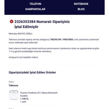 Teknosa'dan Alışverişte Sistem Hatası Mağduriyeti