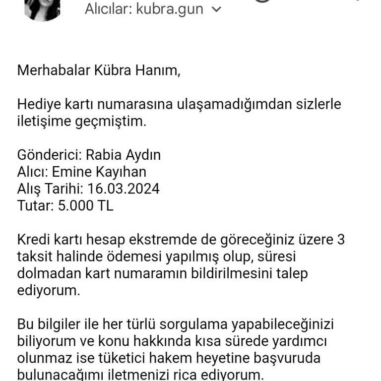 Hediye Kartı Süresi Dolmadan Çözüm Bekleyen Müşteri