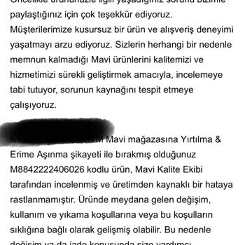 Mavi Kot Pantolonun Hızla Yıpranması Ve İade Sorunu