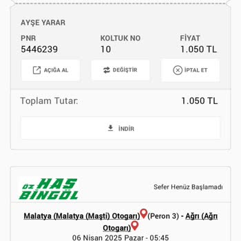 Otobüs Seferi İptali Ve Koltuk Numarası Sorunu