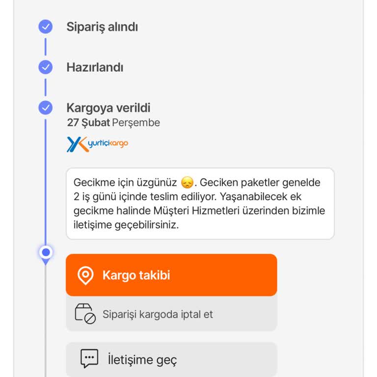 Yurtiçi Kargo Ürünlerimin En Kısa Zamanda Ulaşmasını Talep Ediyorum