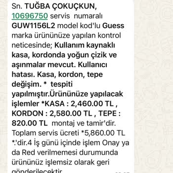 Guess Saatin Kordonunda Renk Solması Sorunu