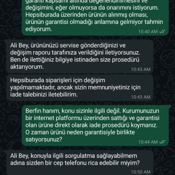 Garanti Kapsamında Değişim Talebine Yanıtsız Kalındı