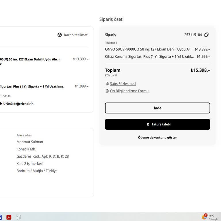 Sipariş Karmaşası: TV Kayboldu, Çözüm Yok!