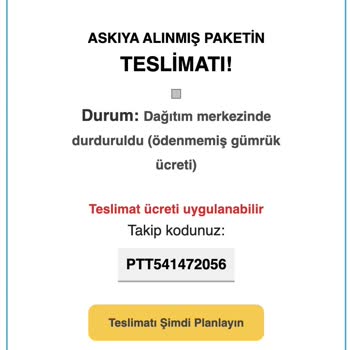 Sahte PTT Kargo Sitesi Üzerinden Kişisel Bilgilerimin Tehlikeye Atılması